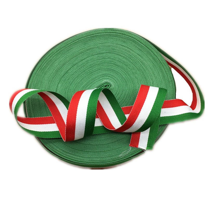 Zhiheng Red White and Green Grosgrain Stripes Ribbon Italian Flag Patriotic Ribbon Belt for Christmas Holiday Party Decoration 50 Yards - Image 3